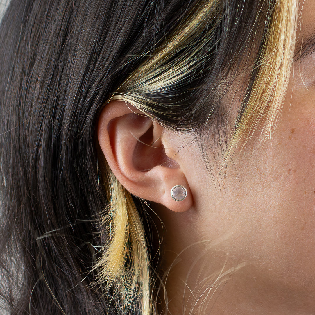 Rose Quartz Stud Earrings
