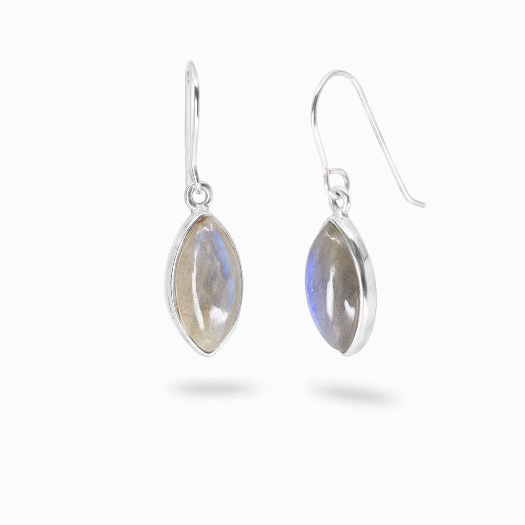 Marquise labradorite drop earrings in sterling silver
