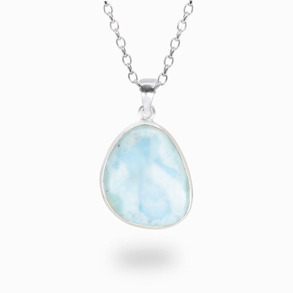 Larimar cabochon necklace in sterling silver