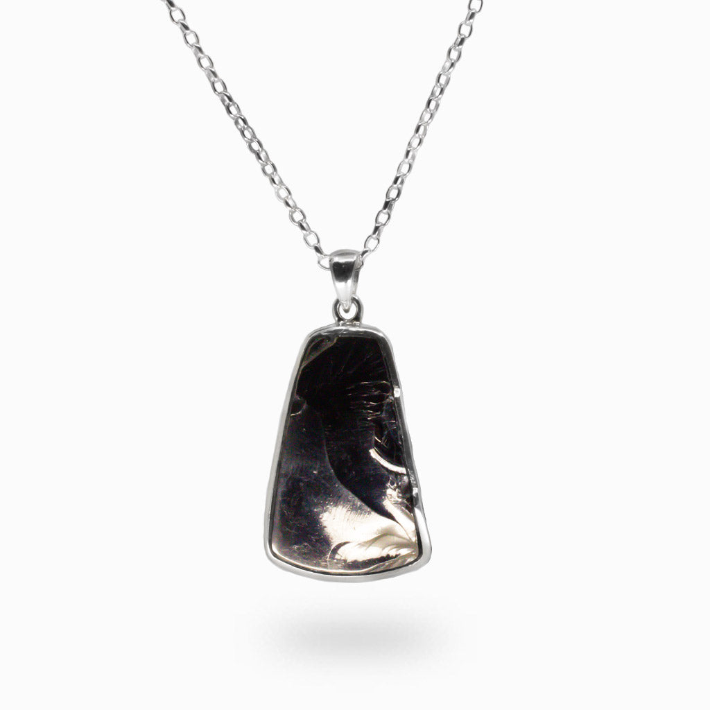 RAW SHUNGHITE NECKLACE STERLING SILVER MADE IN EARTH