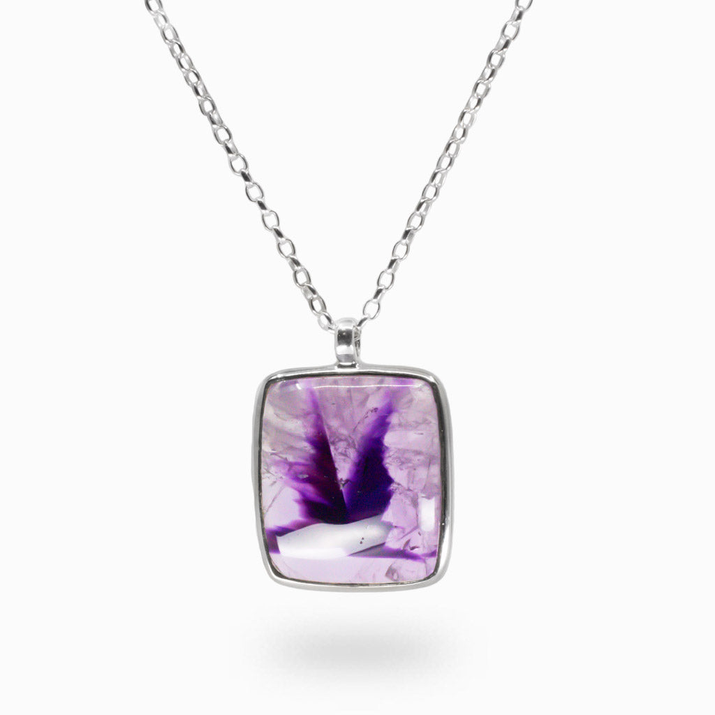 CABOCHON AURELITE SQUARE NECKLACE STERLING SILVER MADE IN EARTH