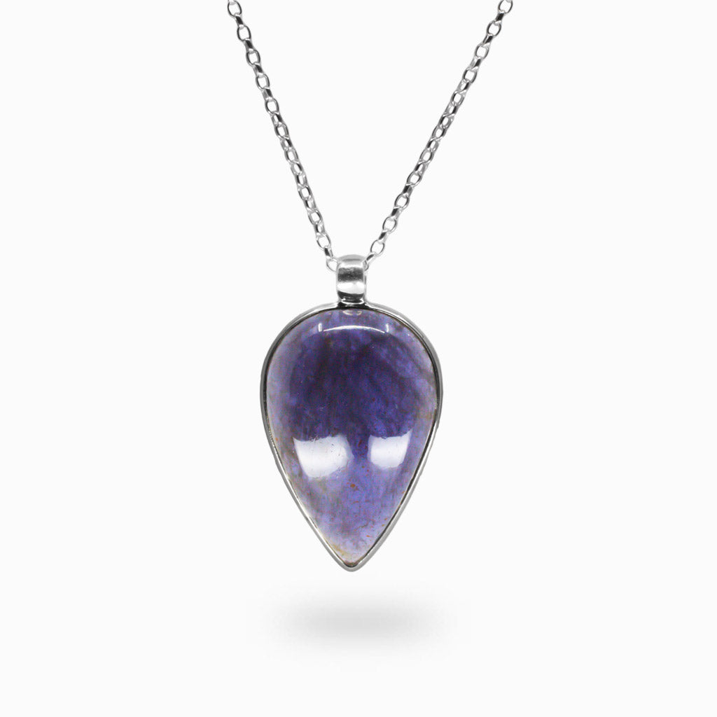 CABOCHON IOLITE NECKLACE MADE IN EARTH STERLING SILVER 