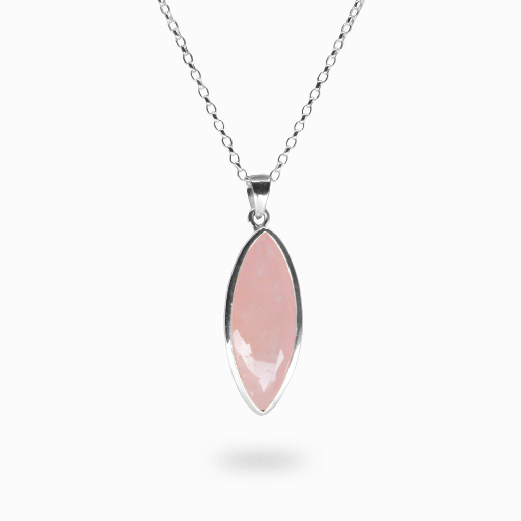 FACETED MARQUISE  MORGANITE NECKLACE IN STERLING SILVER MADE IN EARTH
