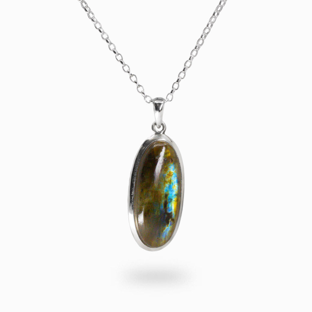 CABOCHON OVAL SPECTROLITE NECKLACE MADE IN EARTH 