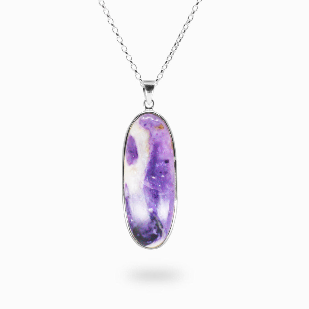 CABOCHON OVAL TIFFANY STONE NECKLACE STERING SILVER MADE IN EARTH
