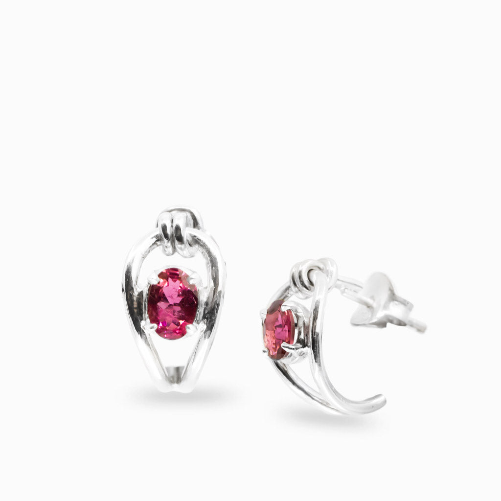 Pink Tourmaline Stud Earrings