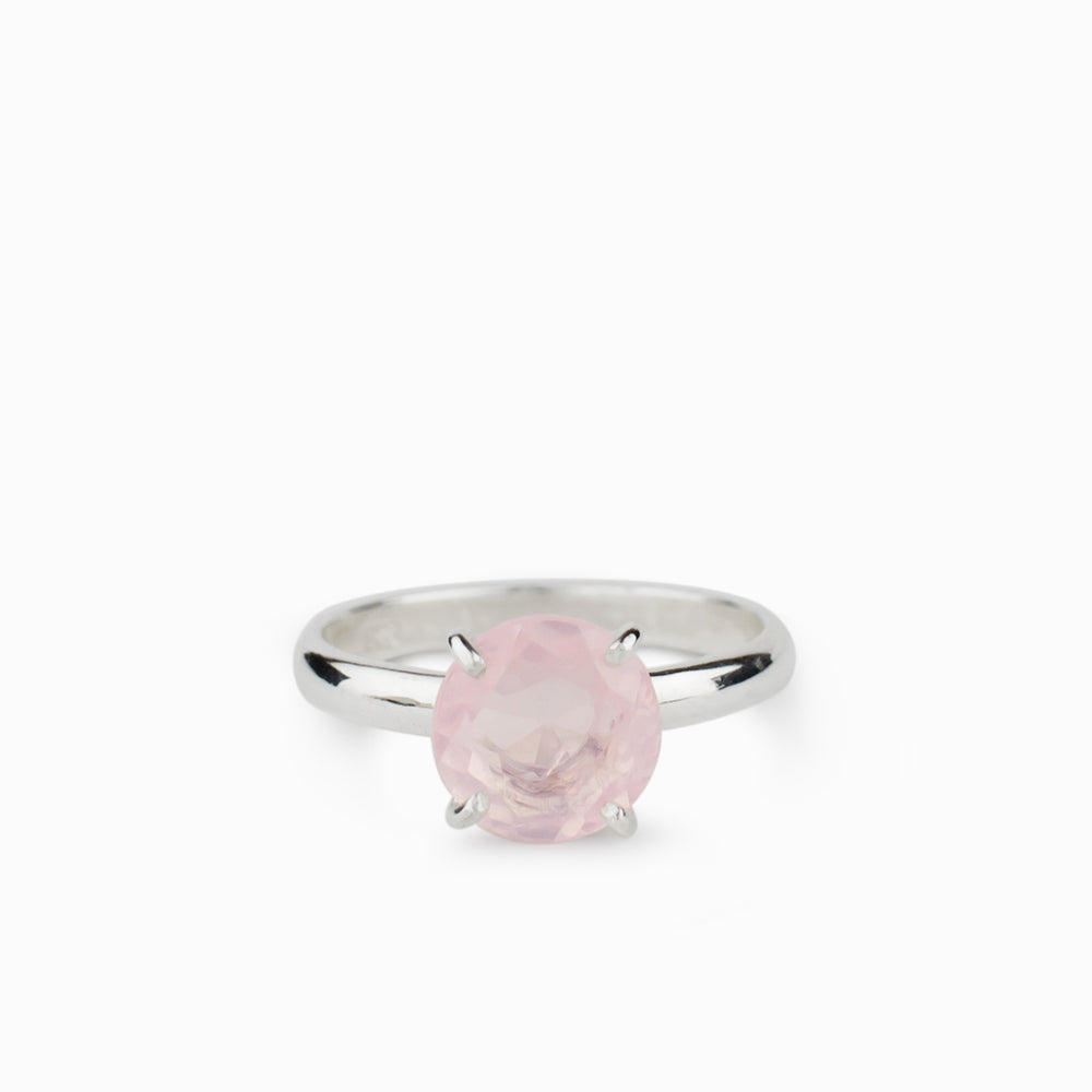 FACETED ROSE QUARTZ RING 
