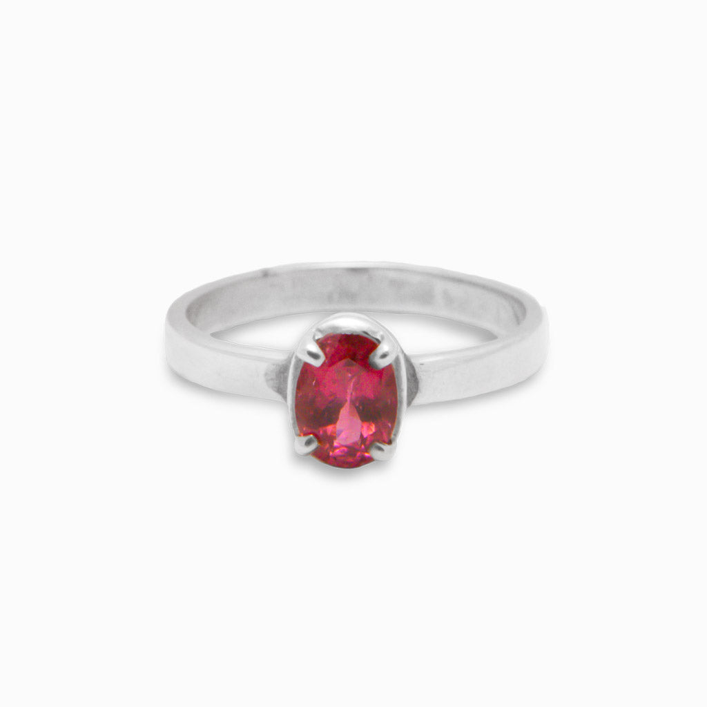 FACETED OVAL PINK TOURMALINE  RING