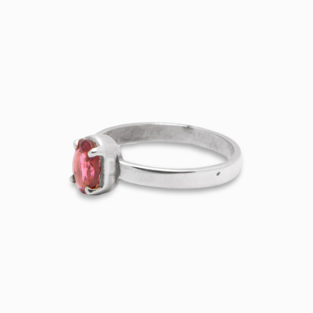 FACETED OVAL PINK TOURMALINE  RING
