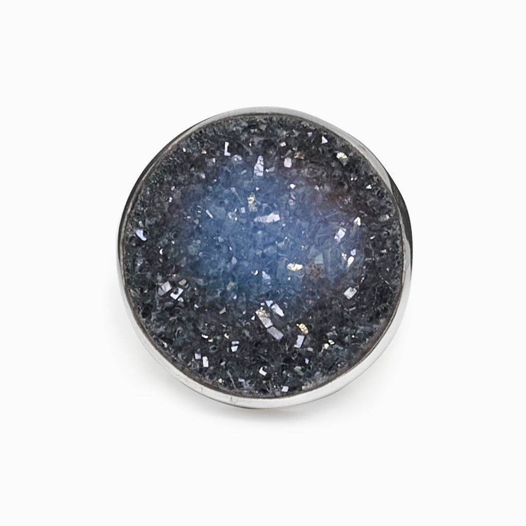 Round Onyx Druzy ring