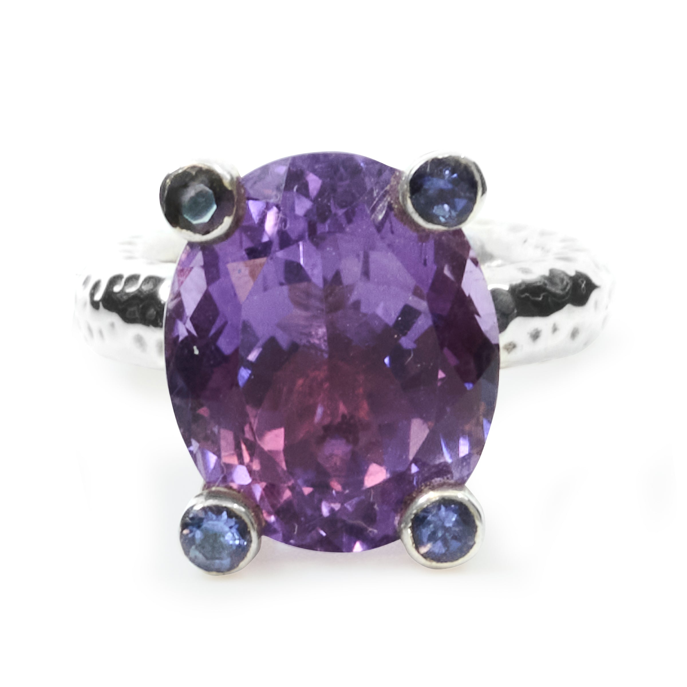 Faceted Oval/Round Amethyst and Iolite ring