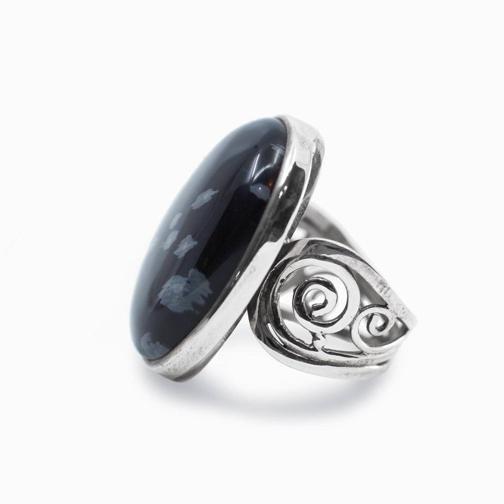 Snowflake Obsidian Ring