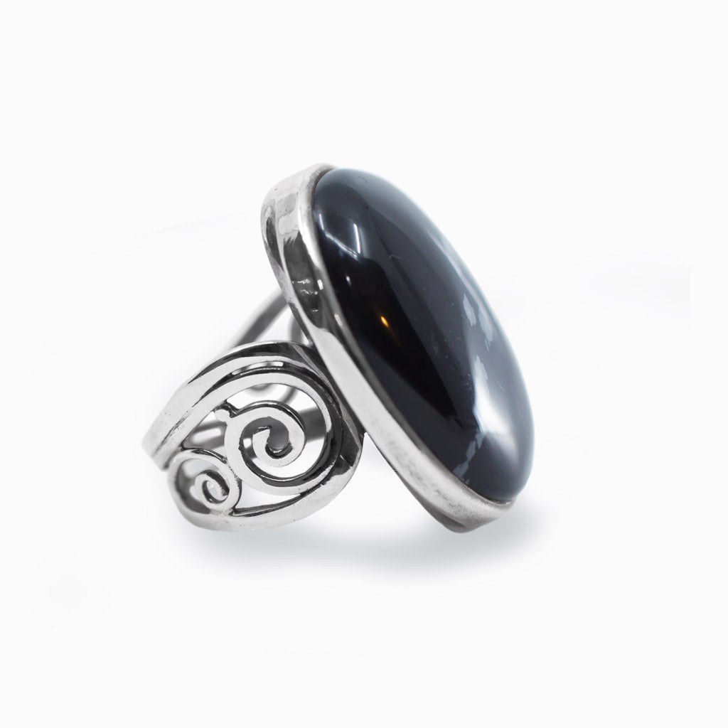 snowflake obsidian ring