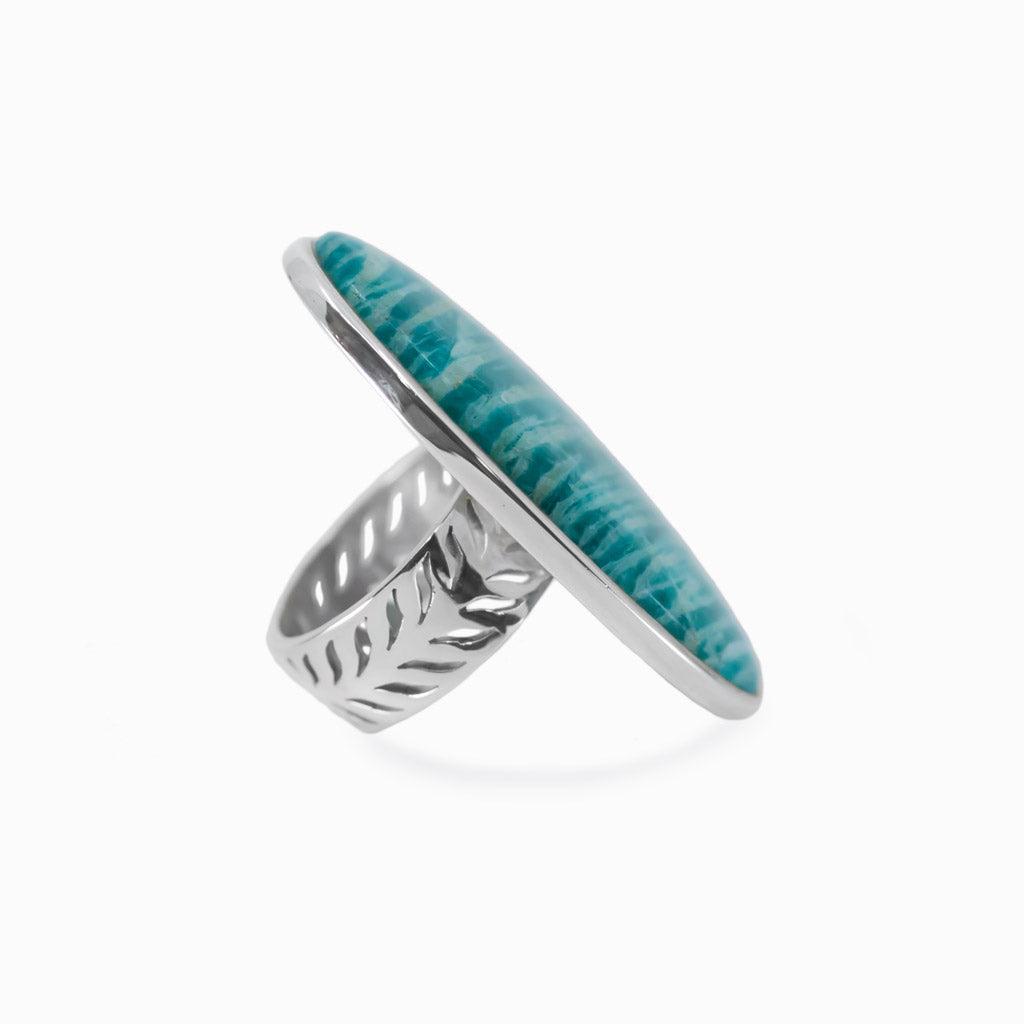 striped cabochon Amazonite ring