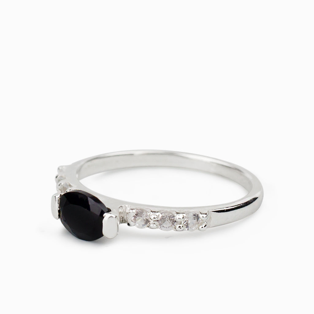 Onyx & White Topaz Ring