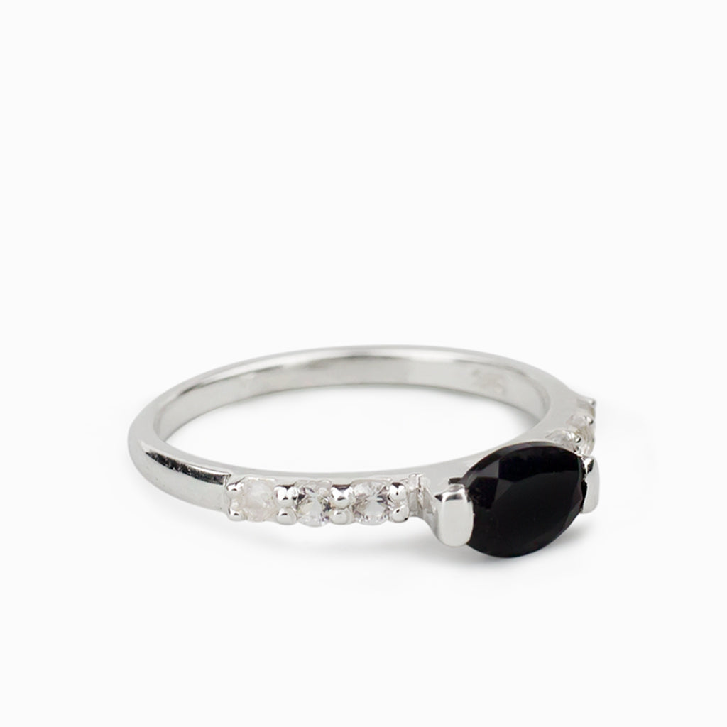 Onyx & White Topaz Ring