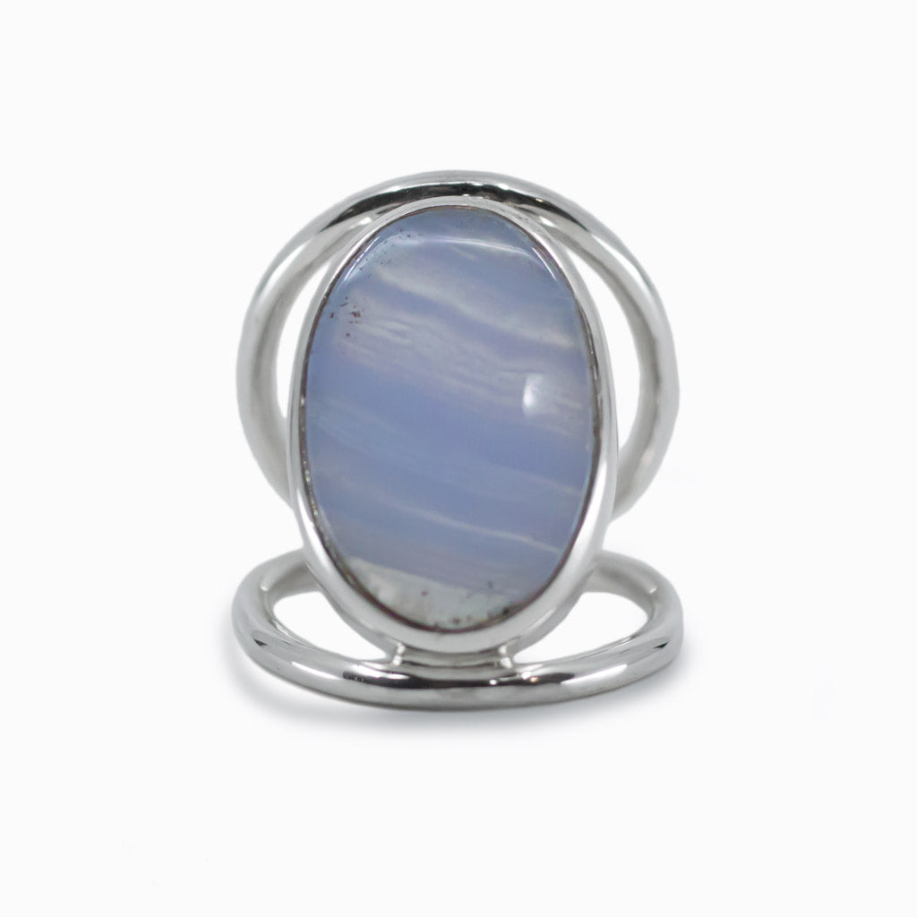 Oval Cabochon Blue Lace Agate ring