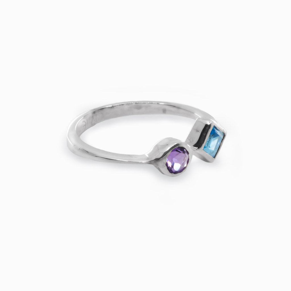 Blue Topaz & Amethyst Ring