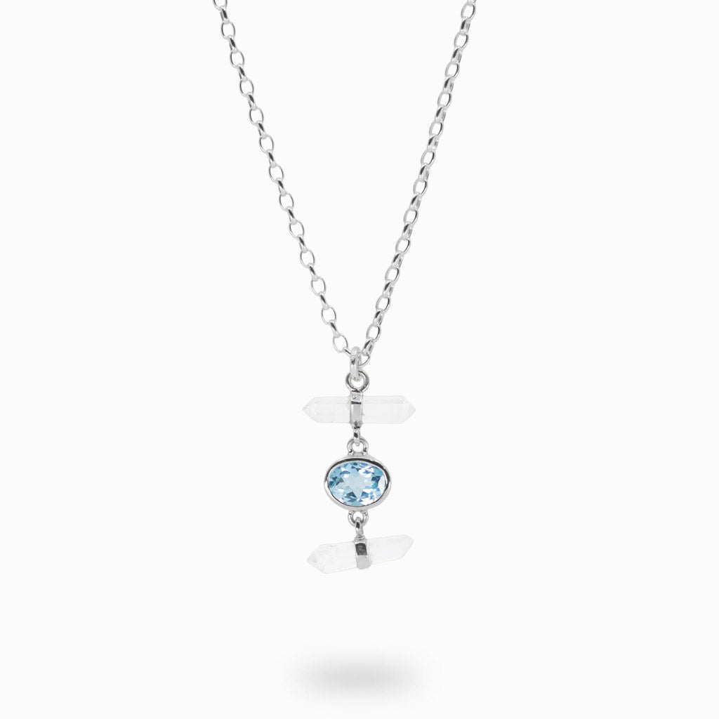 Blue Topaz and Laser Quartz necklace