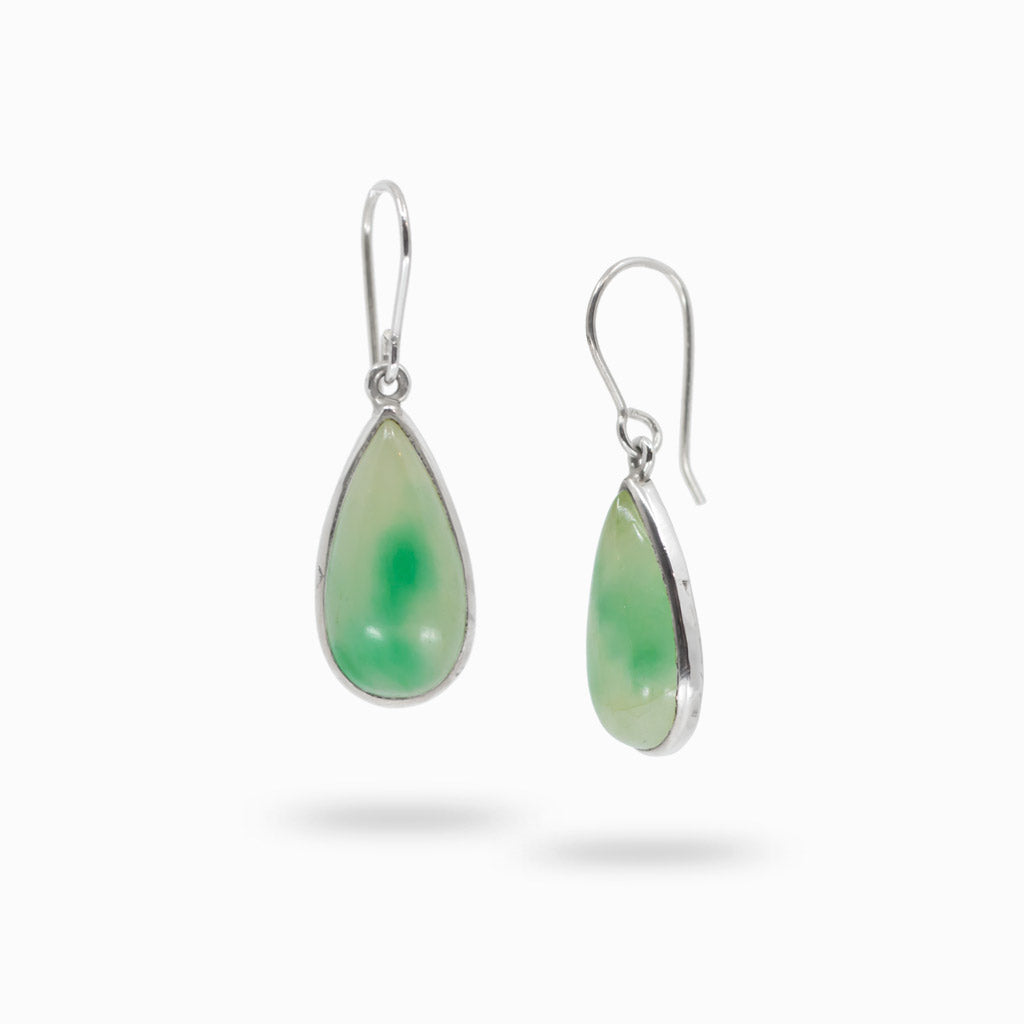 Cabochon Tear Burmese Jade drop Earrings