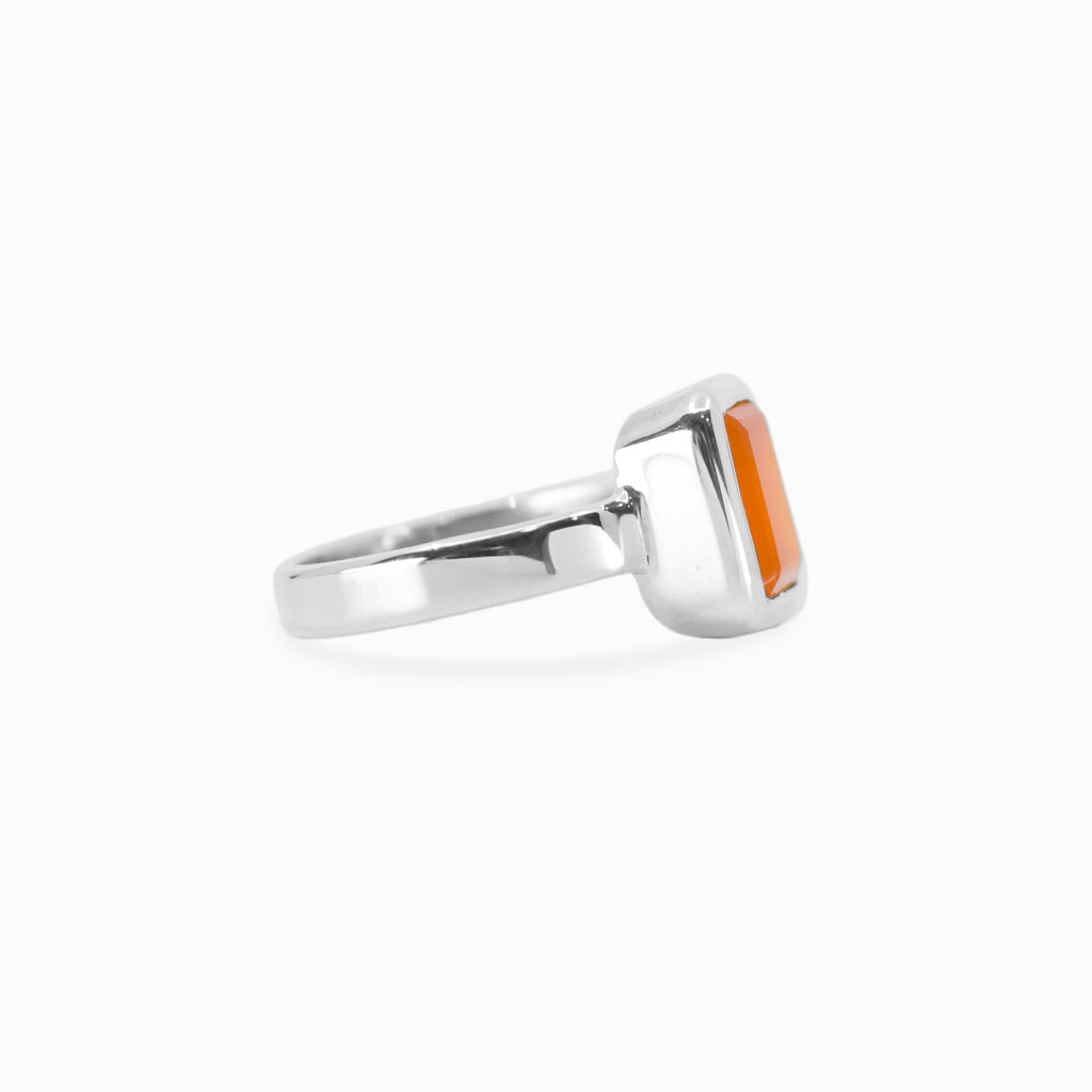 faceted rectangle Carnelian ring
