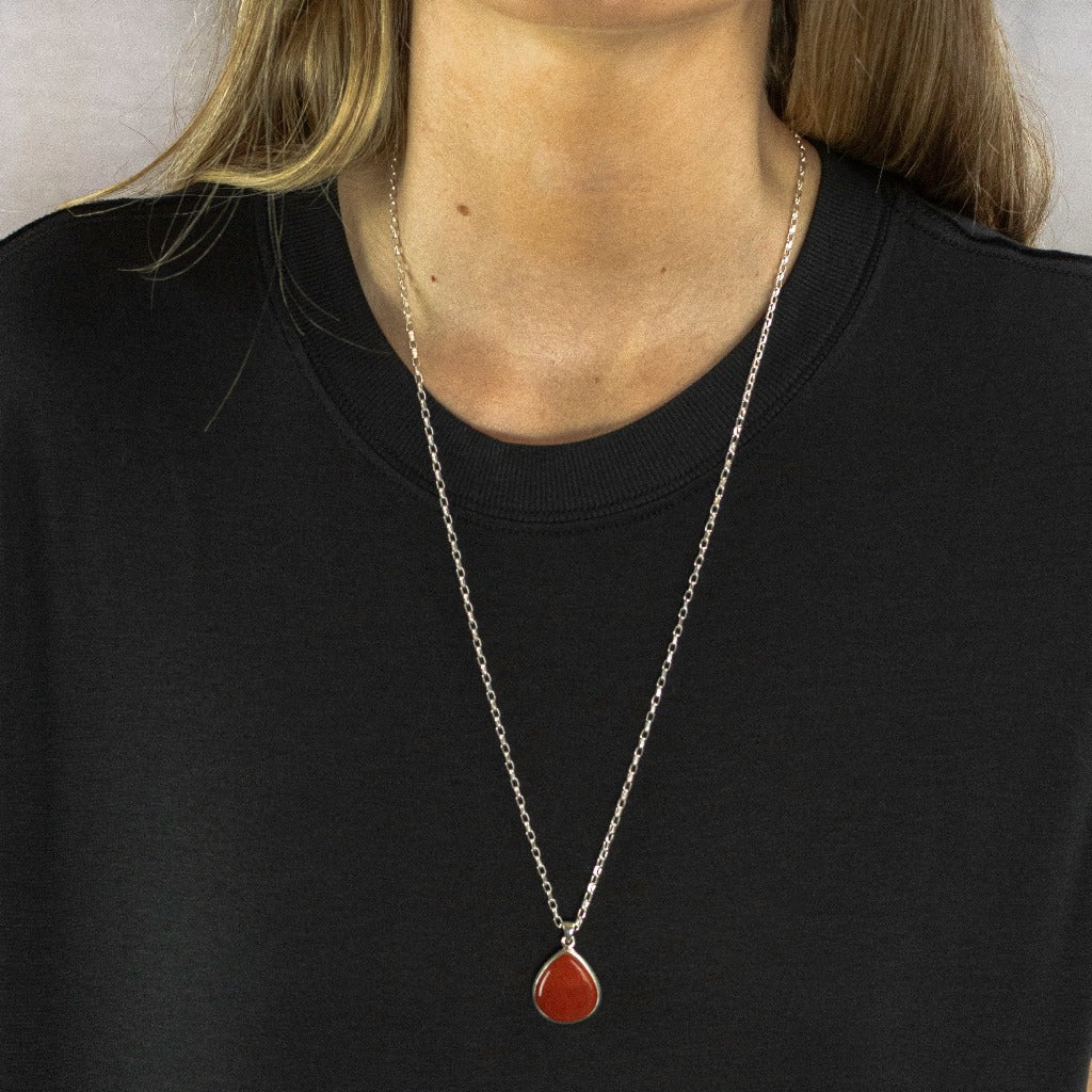 Model Wearing Orange Carnelian Necklace