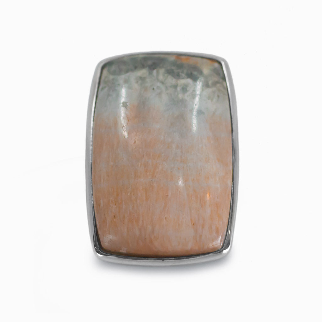 Cabochon rectangle Celestobarite ring