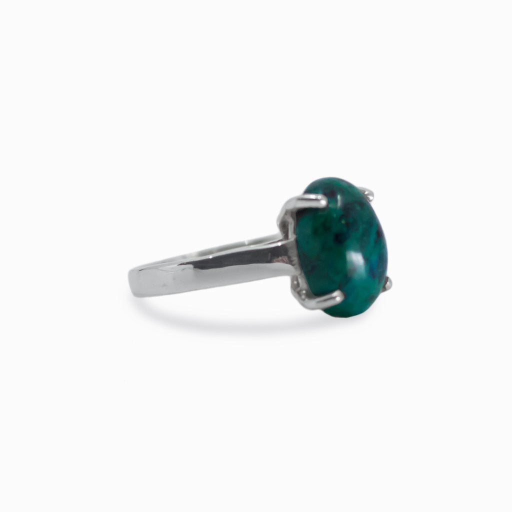 Chrysocolla Malachite cabochon oval ring