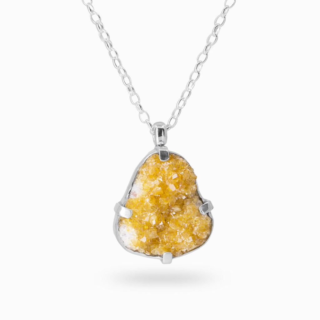 Raw Citrine Druzy Necklace 