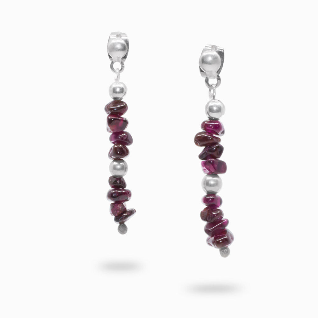 Garnet Beaded Drop Earrings