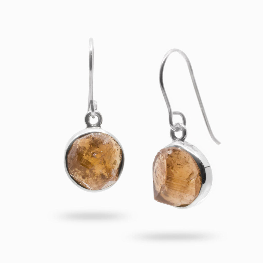 Raw Garnet Drop Earrings in 925 Sterling Silver Made In Earth