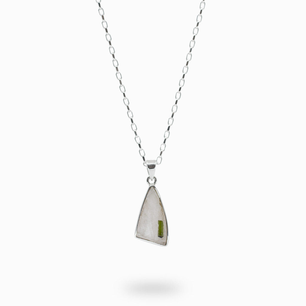 Green Tourmaline in Quartz necklace