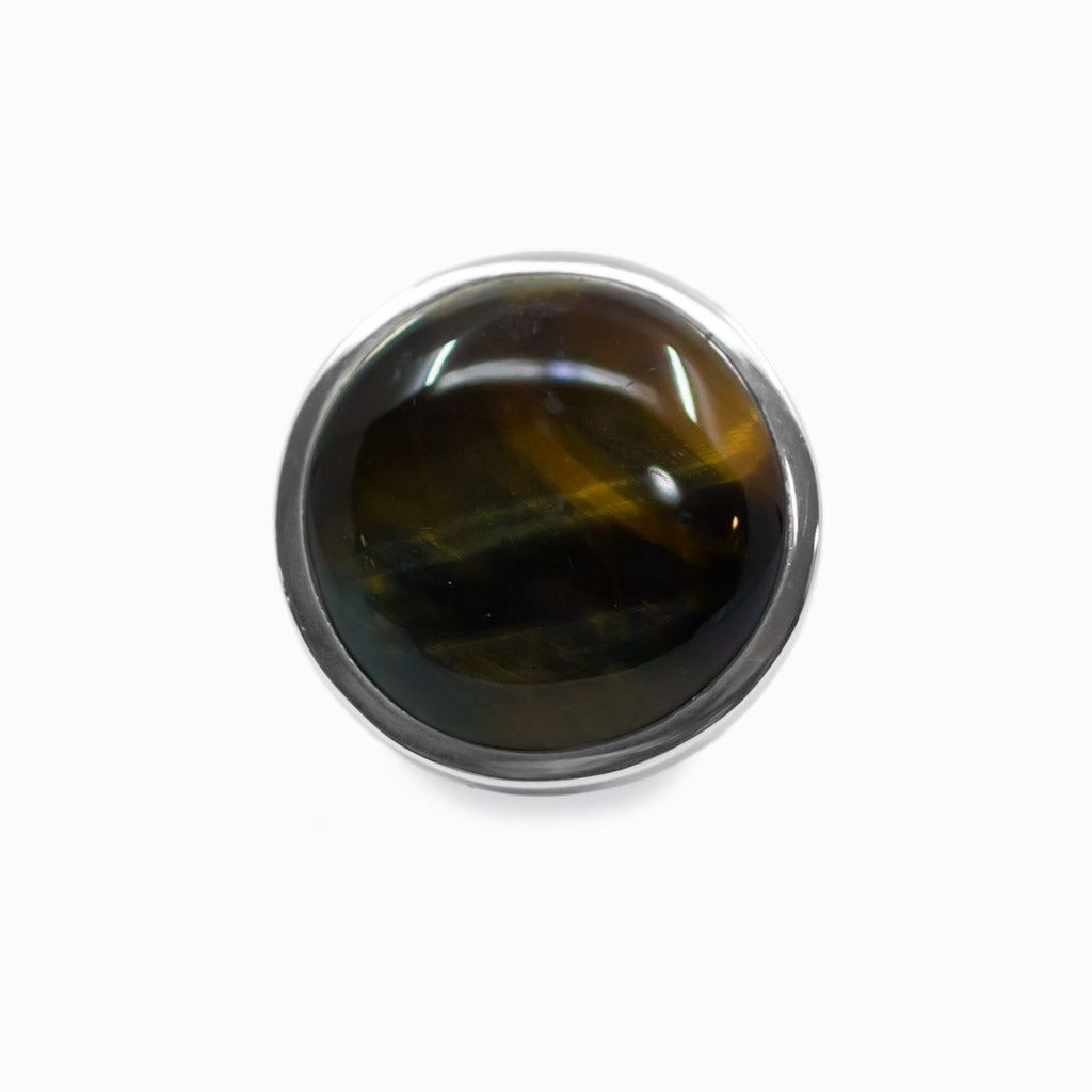 Round Cabochon hawks eye ring