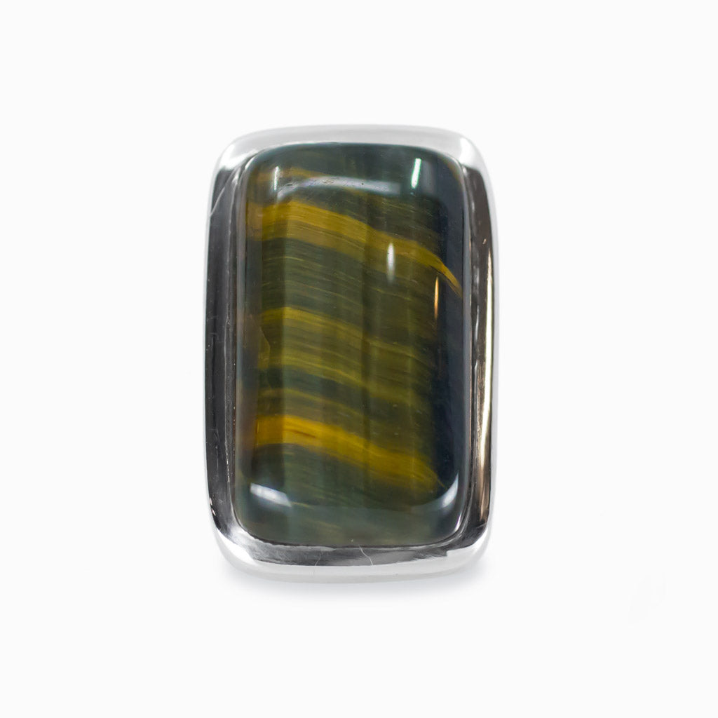 Cabochon rectangle Hawks Eye ring