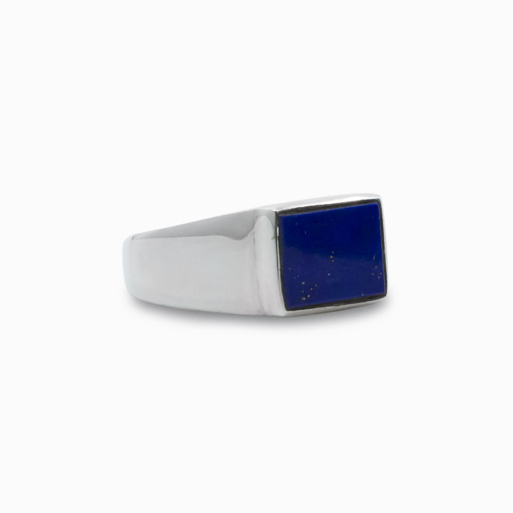 Dark Blue rectangle Lapis Lazuli ring