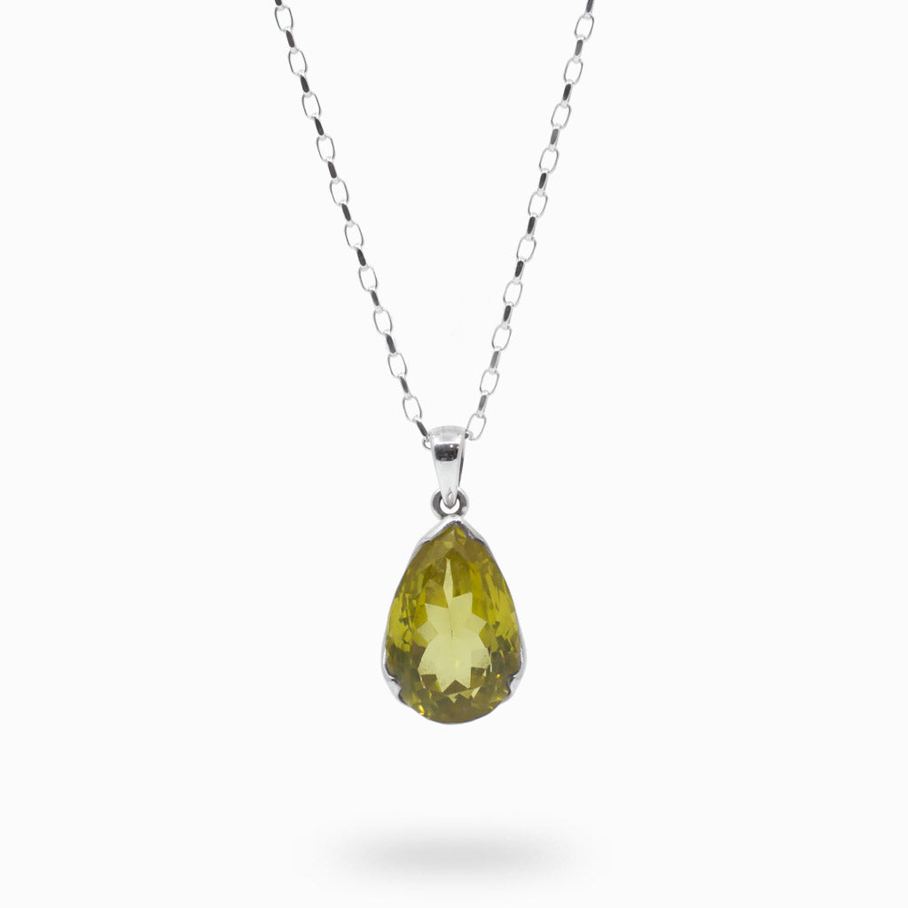 Faceted Tear Lemon Quartz necklace