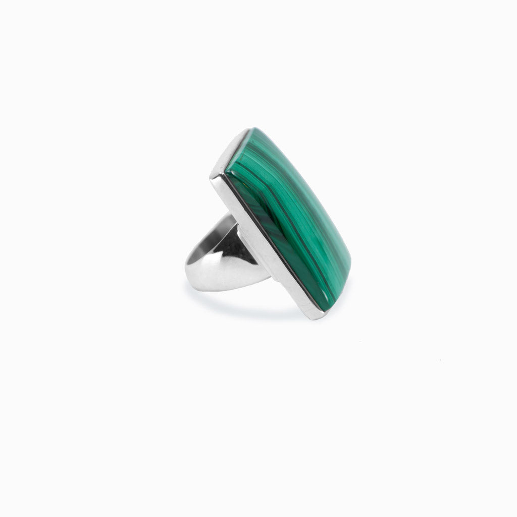 Cabochon Rectangle Malachite ring