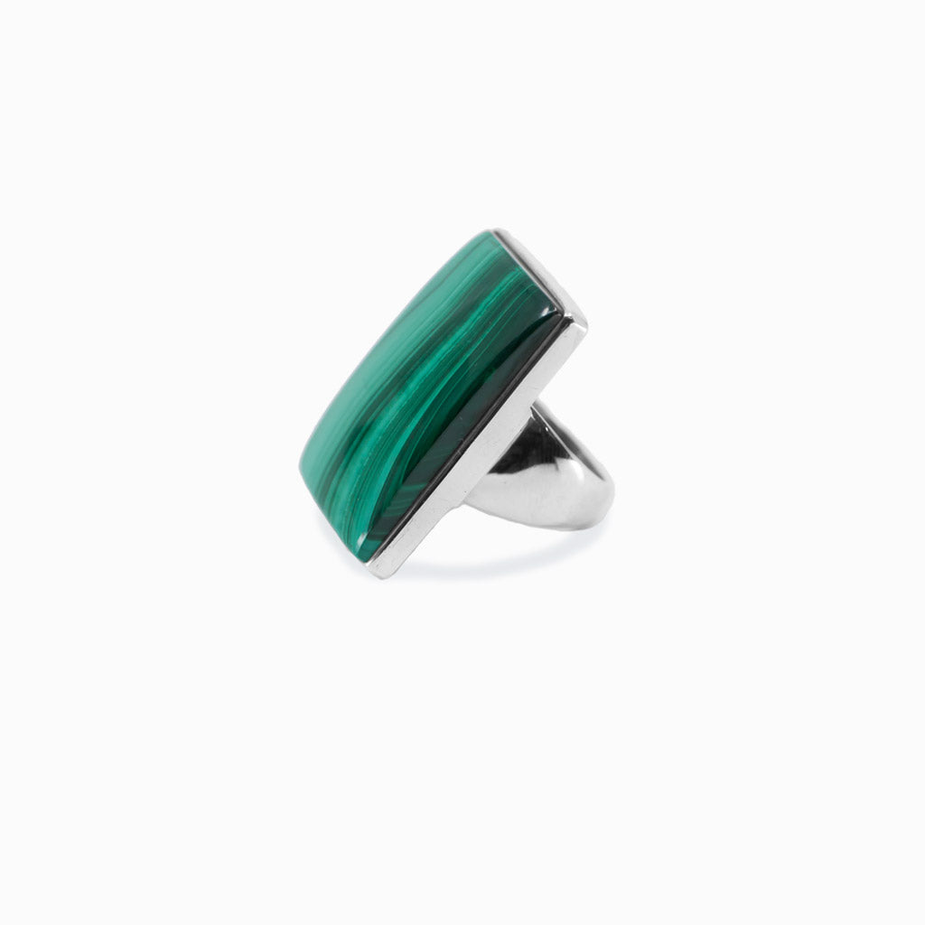 Cabochon Rectangle Malachite ring