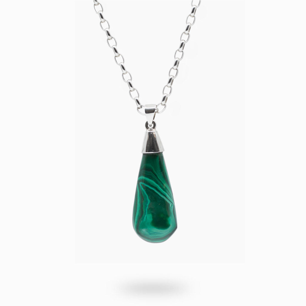 Cabochon Tear Malachite necklace