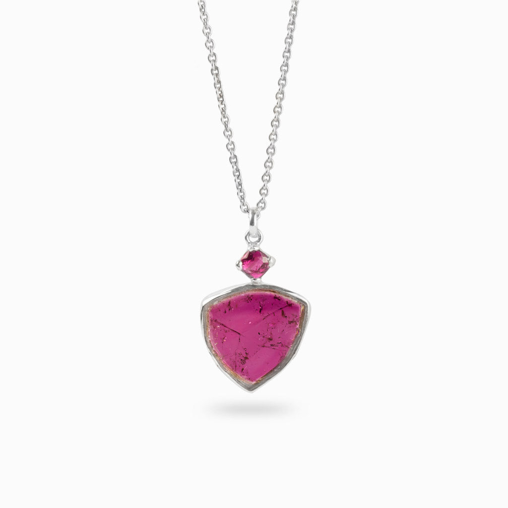 Gemstone Pink Tourmaline slice Necklace Made In Earth