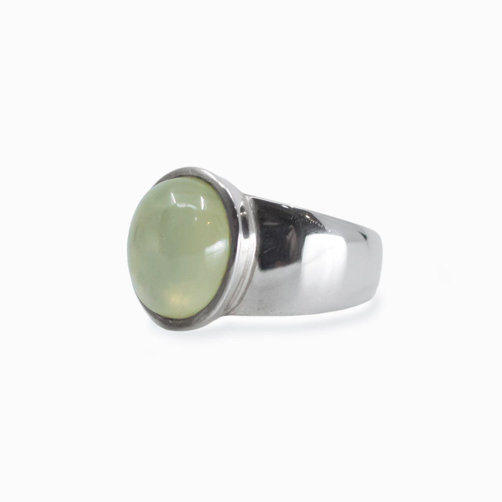 Green Cabochon Prehnite ring