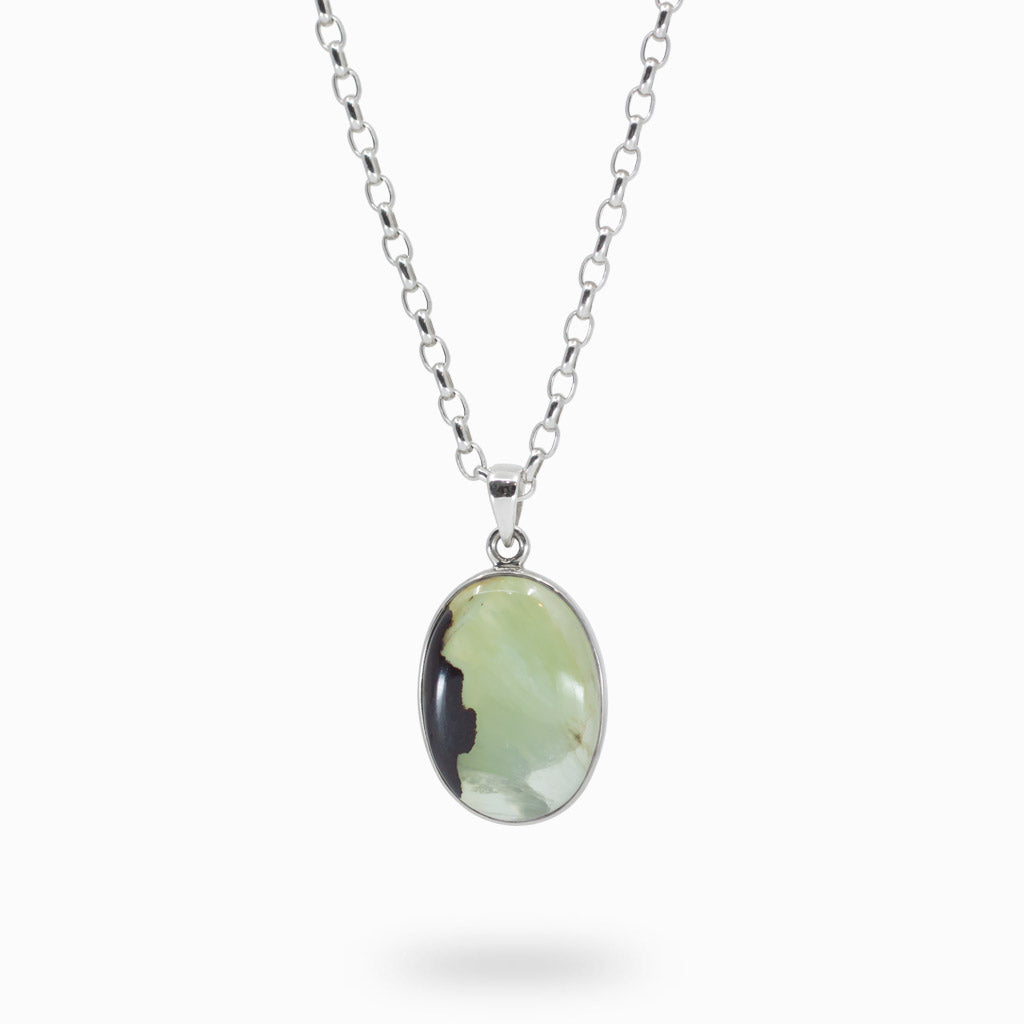 Cabochon Oval Prehnite necklace