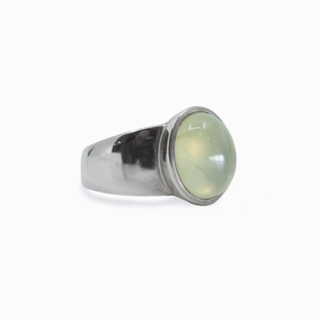 Green Cabochon Prehnite ring