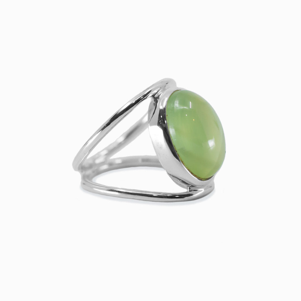 Green Cabochon Prehnite ring