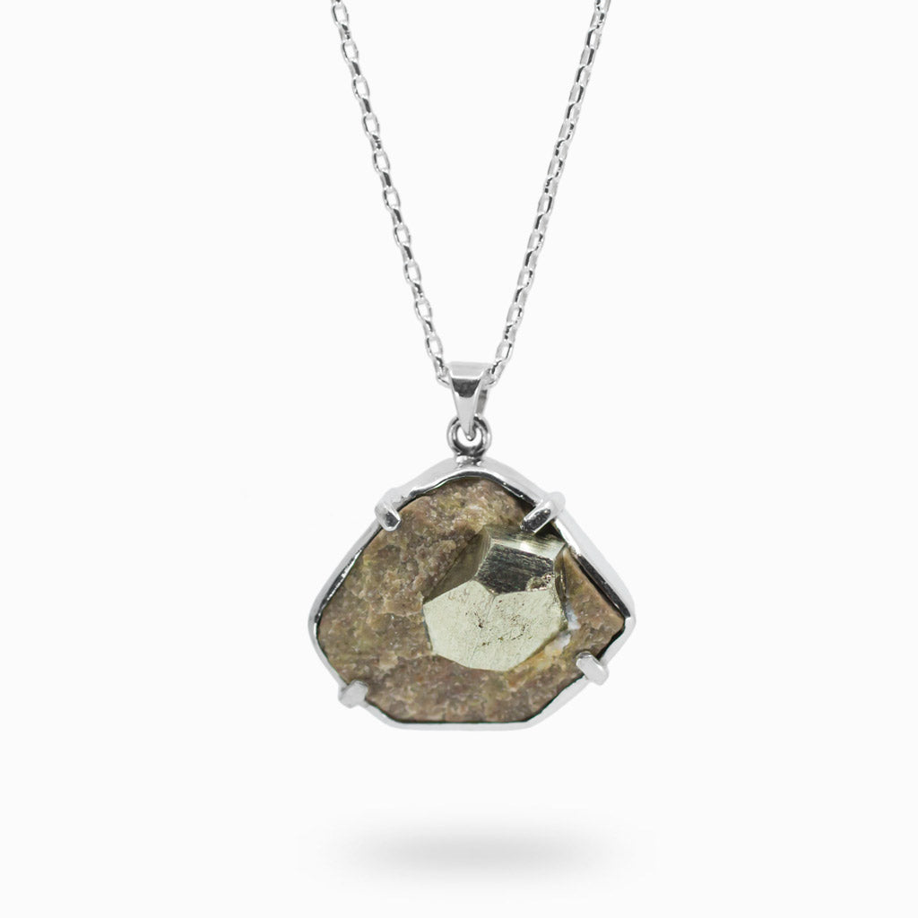 Raw Organic Pyrite in Matrix Necklace 