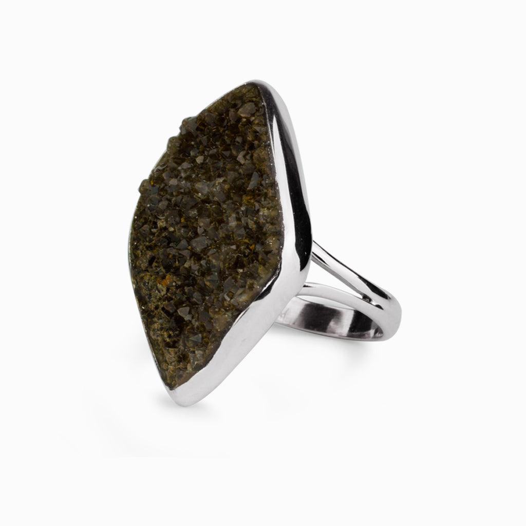 Quartz on Petrified Wood Ring