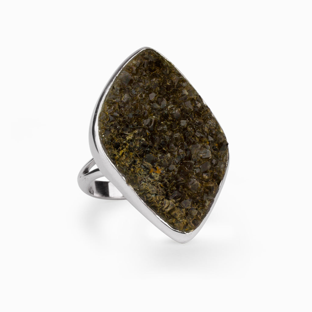 Quartz on Petrified Wood Ring