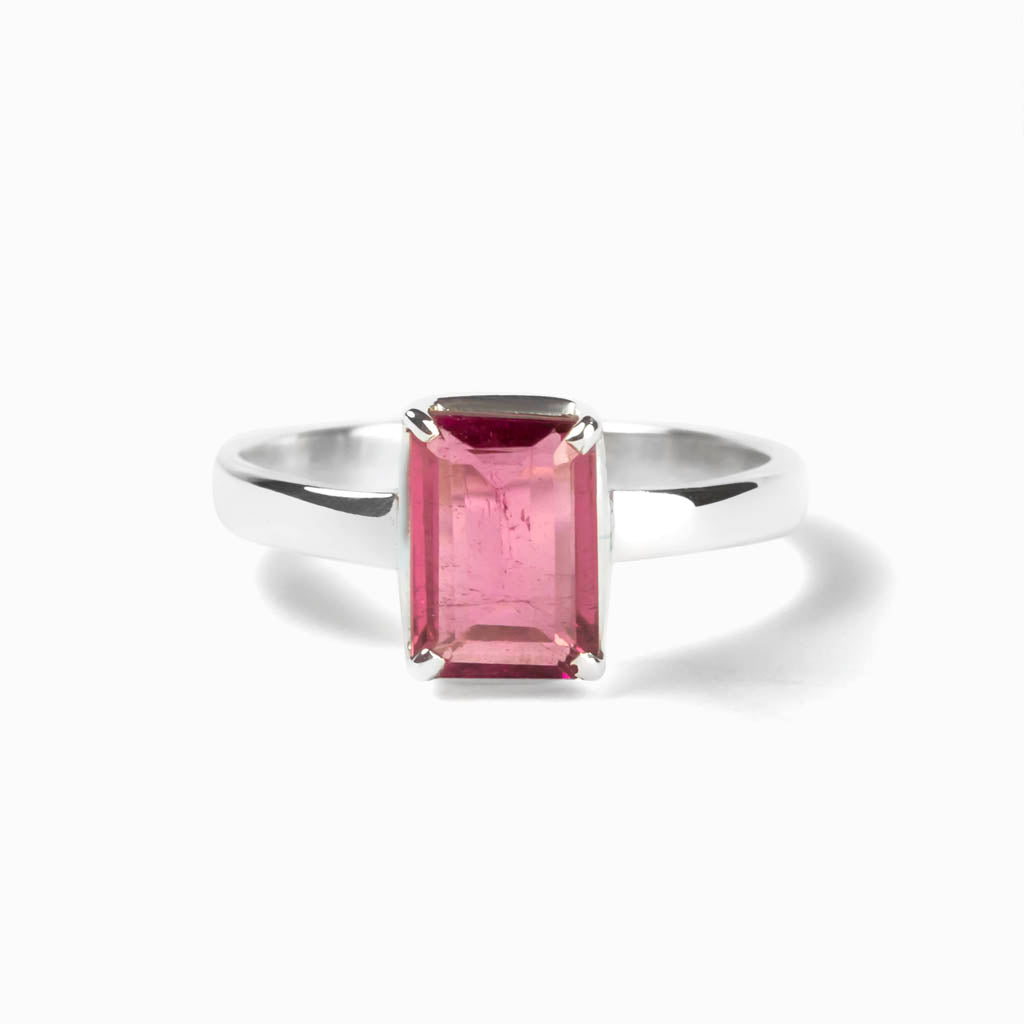 Rectangle Pink Tourmaline Ring Made in Earth