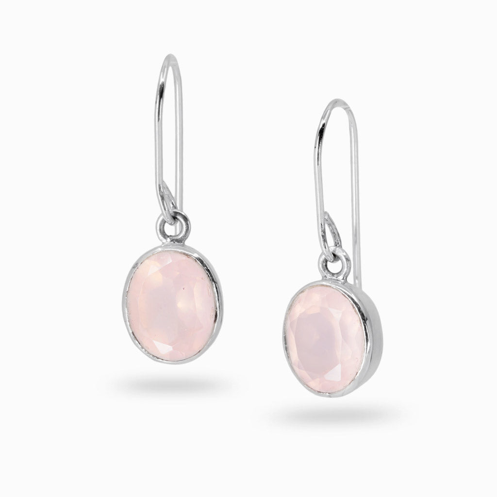 Rose Quartz Drop Earrings Made In Earth