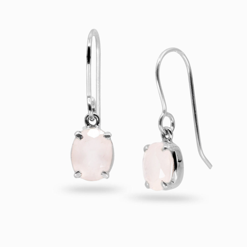 Rose Quartz Drop Earrings Made In Earth